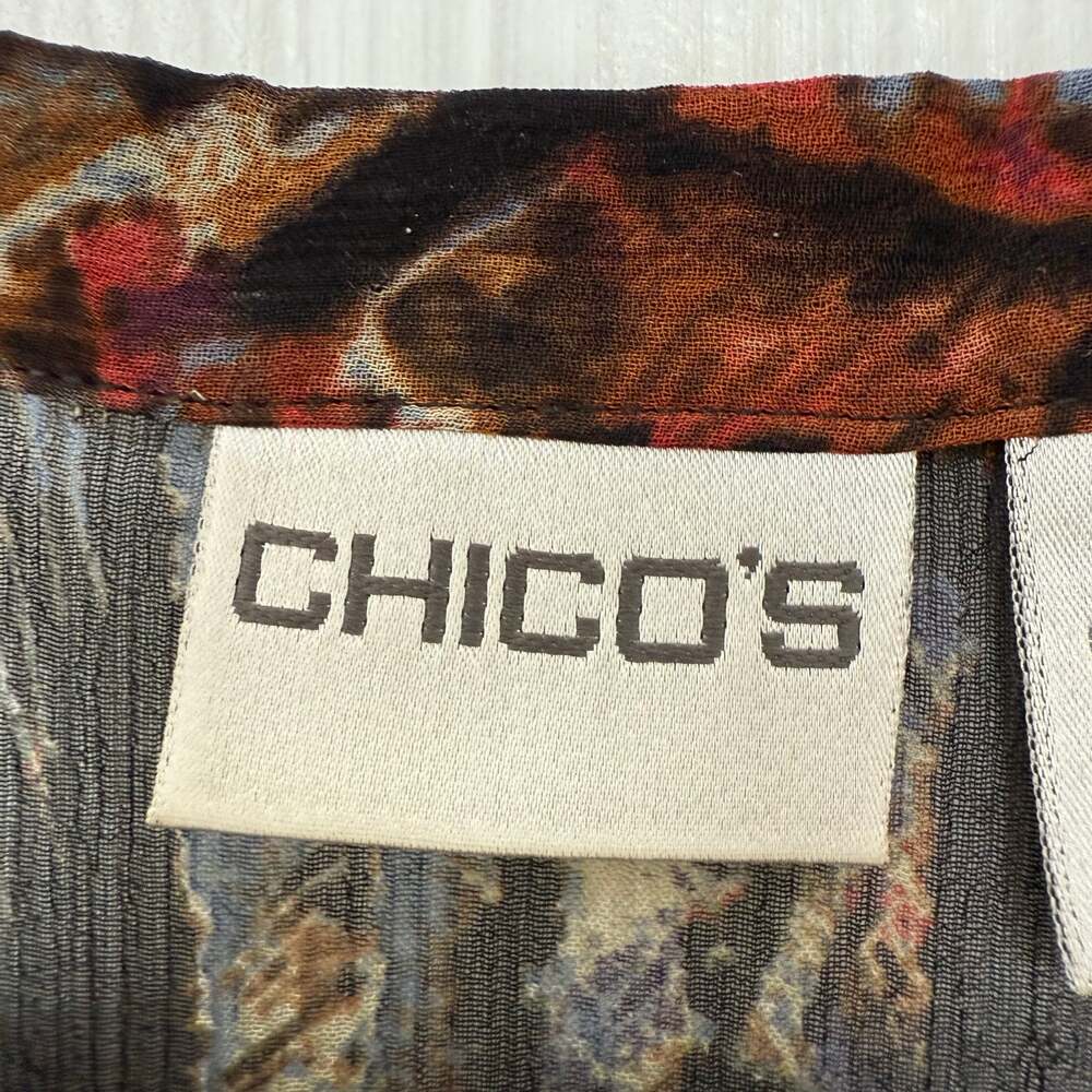 Chico's Women's 100%Silk Plumule Hayden Mermerize Feather Print Top Size 1 - Picture 8 of 13